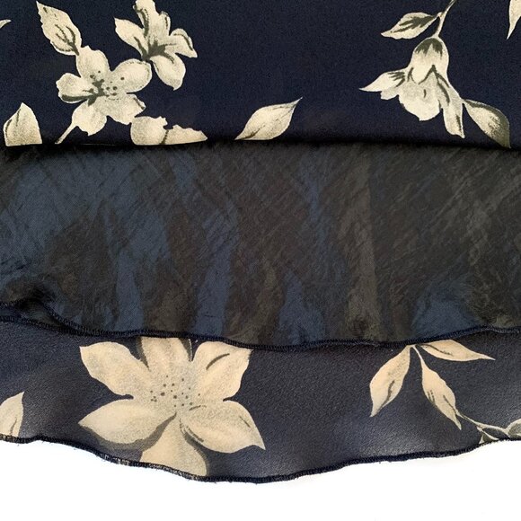 Vintage Floral Midi Skirt Black Beige Dark Academia Fall Autumn Twee Whimsigoth - Picture 4 of 10